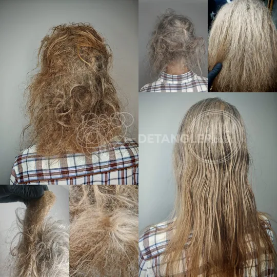 Client hair returned to full length after professional matted hair removal
