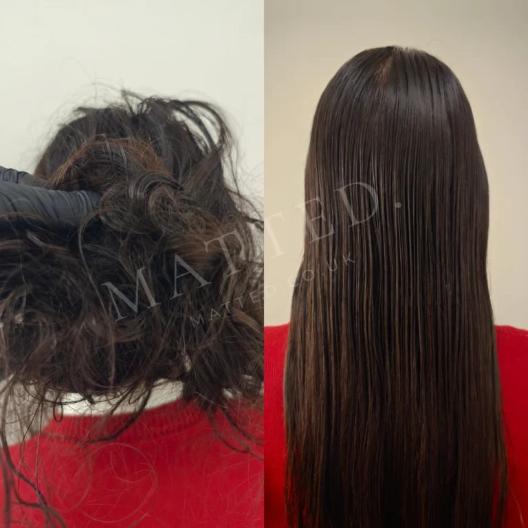 A dense mat in straight hair opened from the outside in, no scissors used
