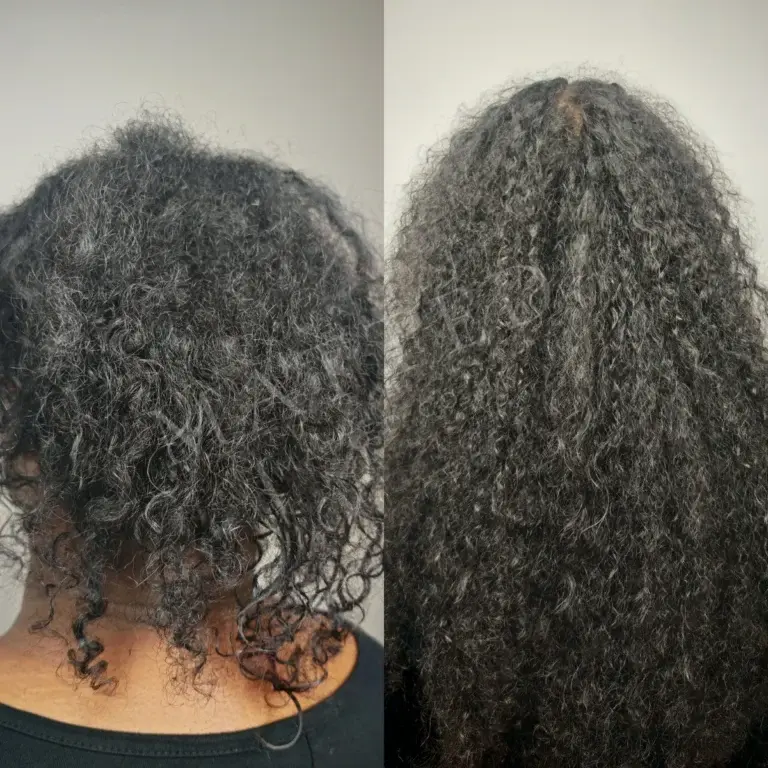 Matted afro-textured hair before and after a full restoration in London
