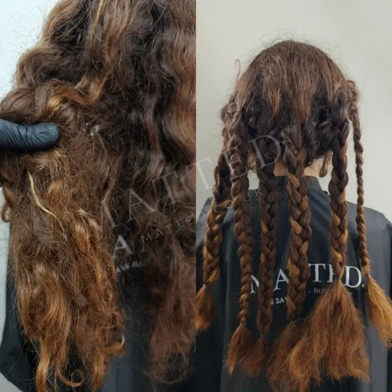 Severely matted straight hair after a full detangling session in Catford