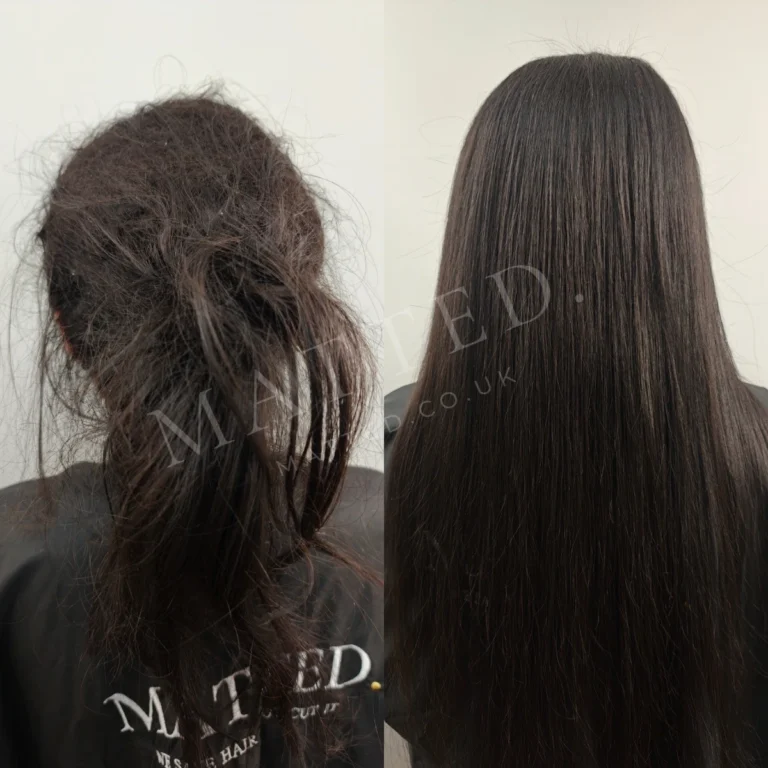 Bleached straight hair matted and tangled, detangled without further damage