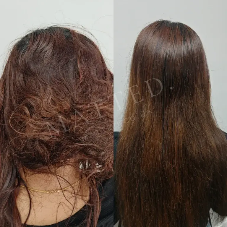 Severely matted straight hair released without cutting